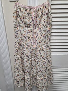 Monteau Floral Tiered Sundress with Pink Trim Girls Size L 12-14